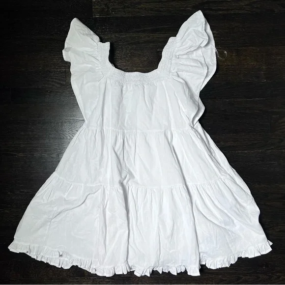NWT* Pink Diamond White 100% Cotton Tiered Mini Dress Size 8 - Picture 5 of 16